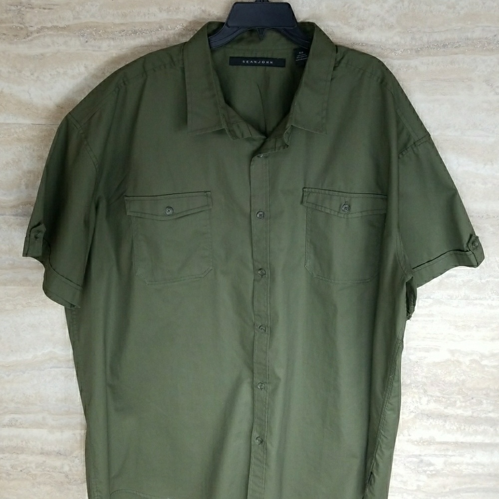 Green Sean John Button down shirt.